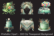 Boho Sage Green Birthday Clipart, an Illustration by RobertsArt (Thumbnail 7 of 8)