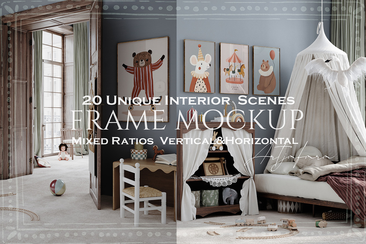 Vintage Nursery Frame Mockup Bundle, a Household Mockup by Artjafara (Photo 1 of 15)