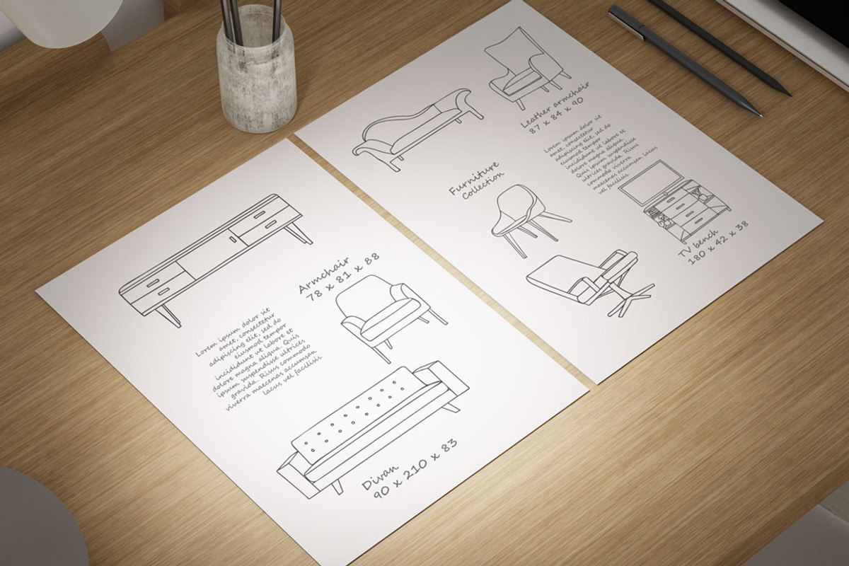 Furniture doodle illustrations set, an Outline Icon by Gulnarart (Photo 6 of 8)