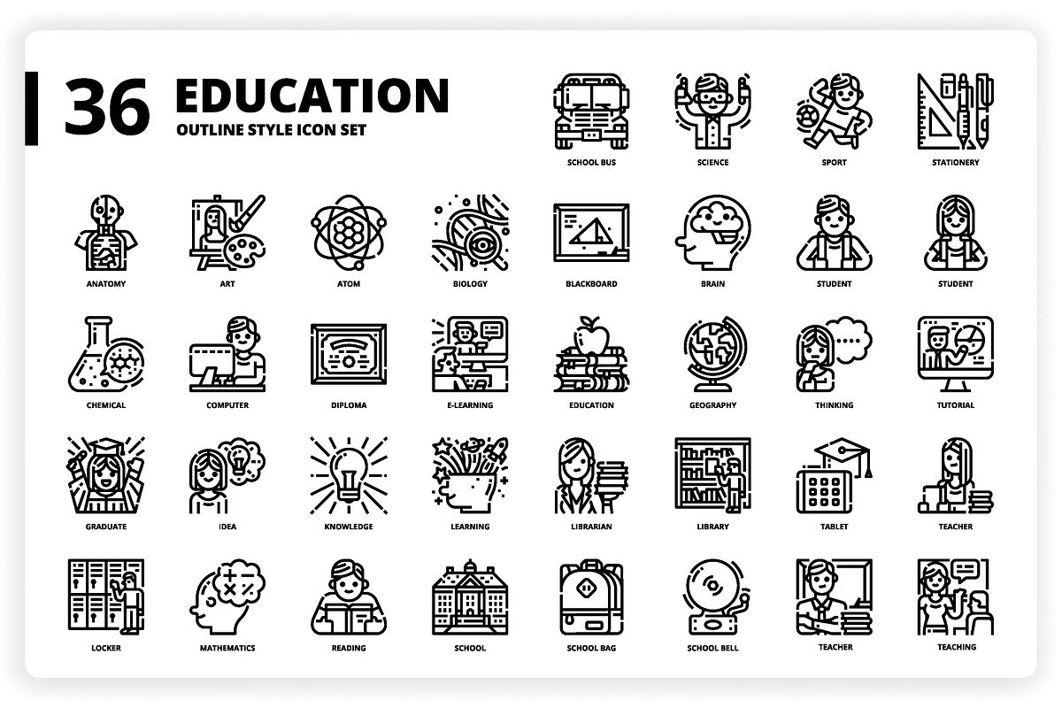 3,600 Icons x3 Styles, an Outline Icon by monkik (Photo 116 of 299)