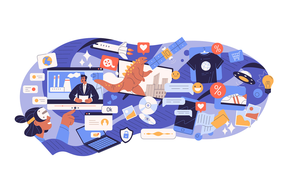 Information flow & overload concept, a Technology Illustration by Good Studio (Photo 2 of 3)