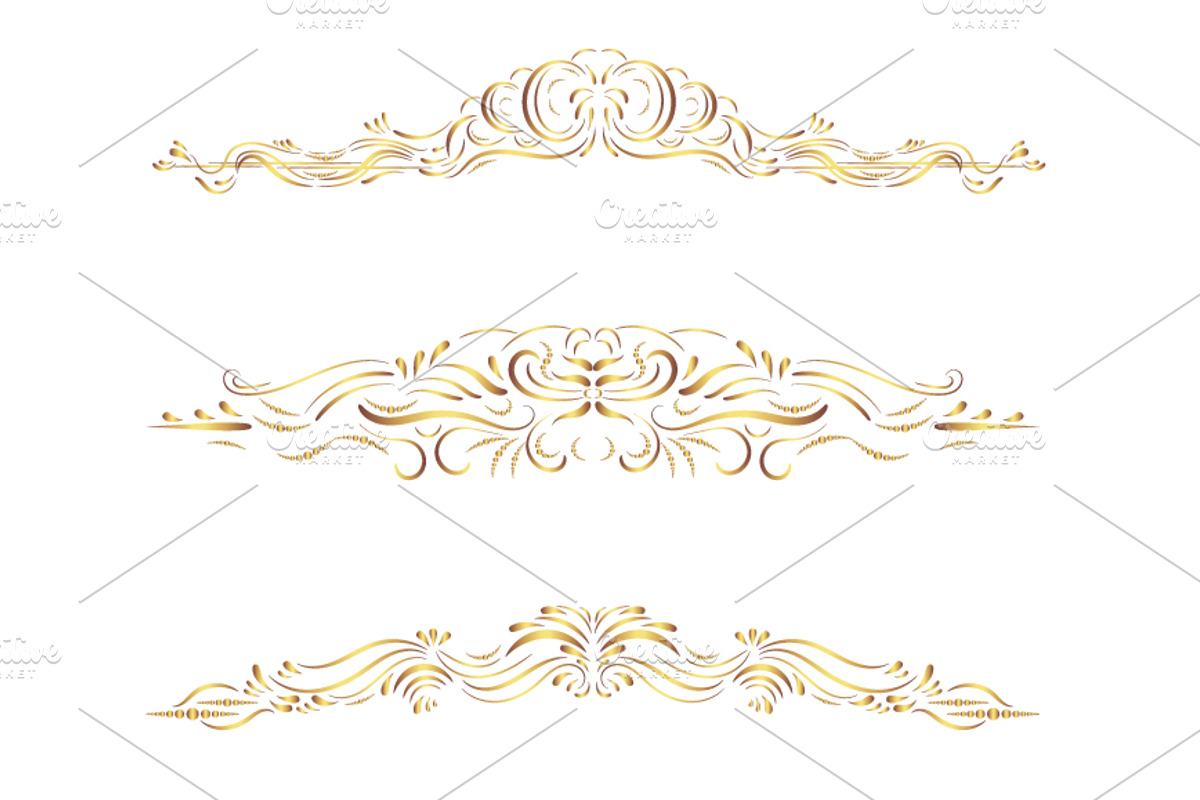 Gold text divider border clip art, a Decorative Illustration by Pravokrugulnik (Photo 6 of 7)