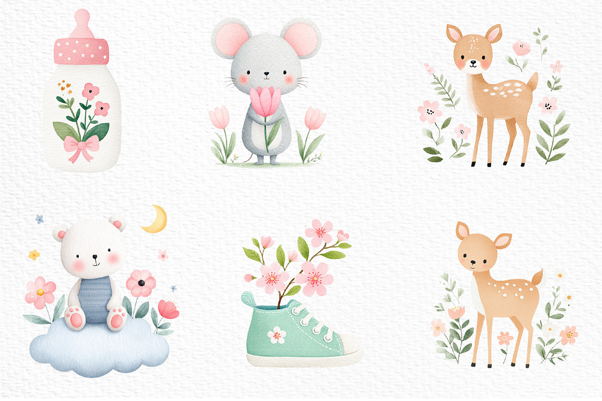Watercolor Spring Nursery Clipart, an Illustration by Craft Nest (Photo 6 of 11)