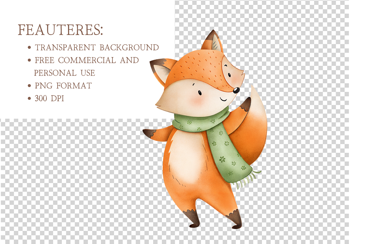 Cute Woodland Clipart PNG, an Object Illustration by MockupWizard (Photo 4 of 5)