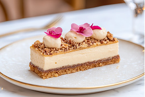 Elegant Slice of Cheesecake Topped, a Food & Drink Photo by Lermont51