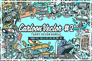 Cartoon Vector Tshirt Design Bundle 