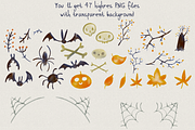 Cute Watercolor Halloween monsters, a Seasonal Illustration by KatPush (Thumbnail 2 of 5)