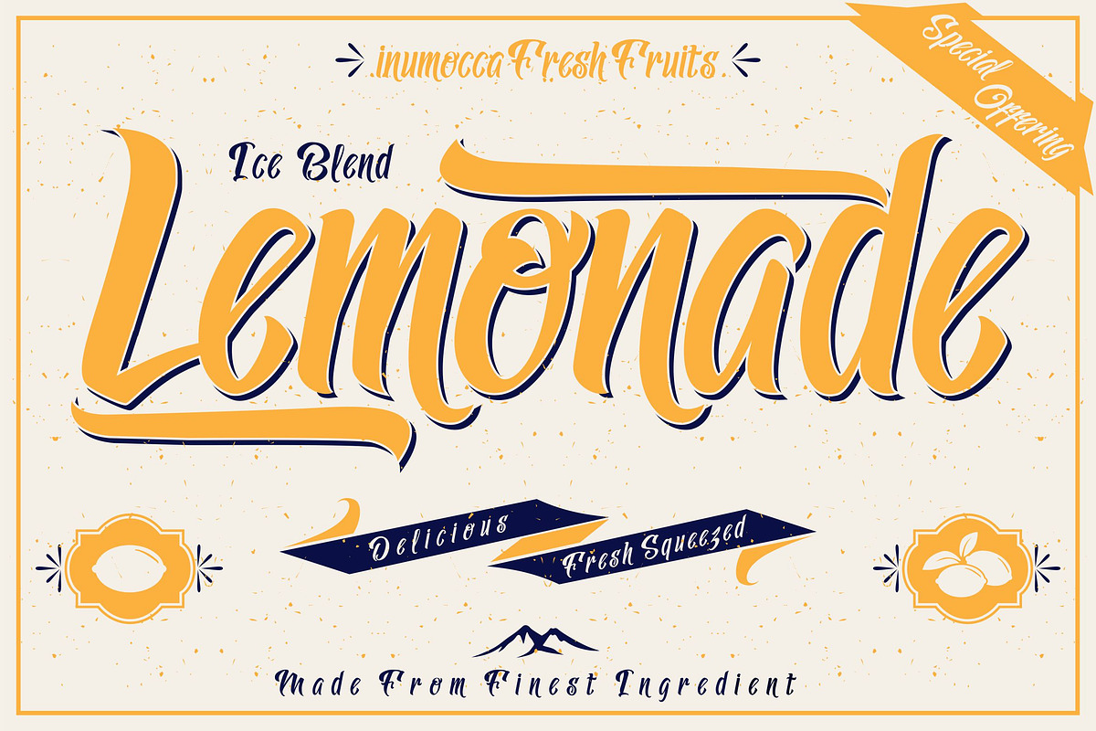 Lemonade font with 5 Badges Bonus, a Script Font by inumocca_type (Photo 4 of 4)