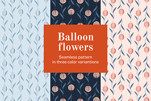 Balloon Flowers Seamless Pattern