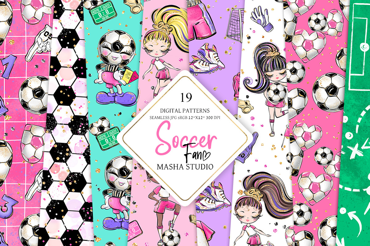 Soccer Seamless Digital Papers, a Pattern Graphic by Masha  Studio (Photo 1 of 8)