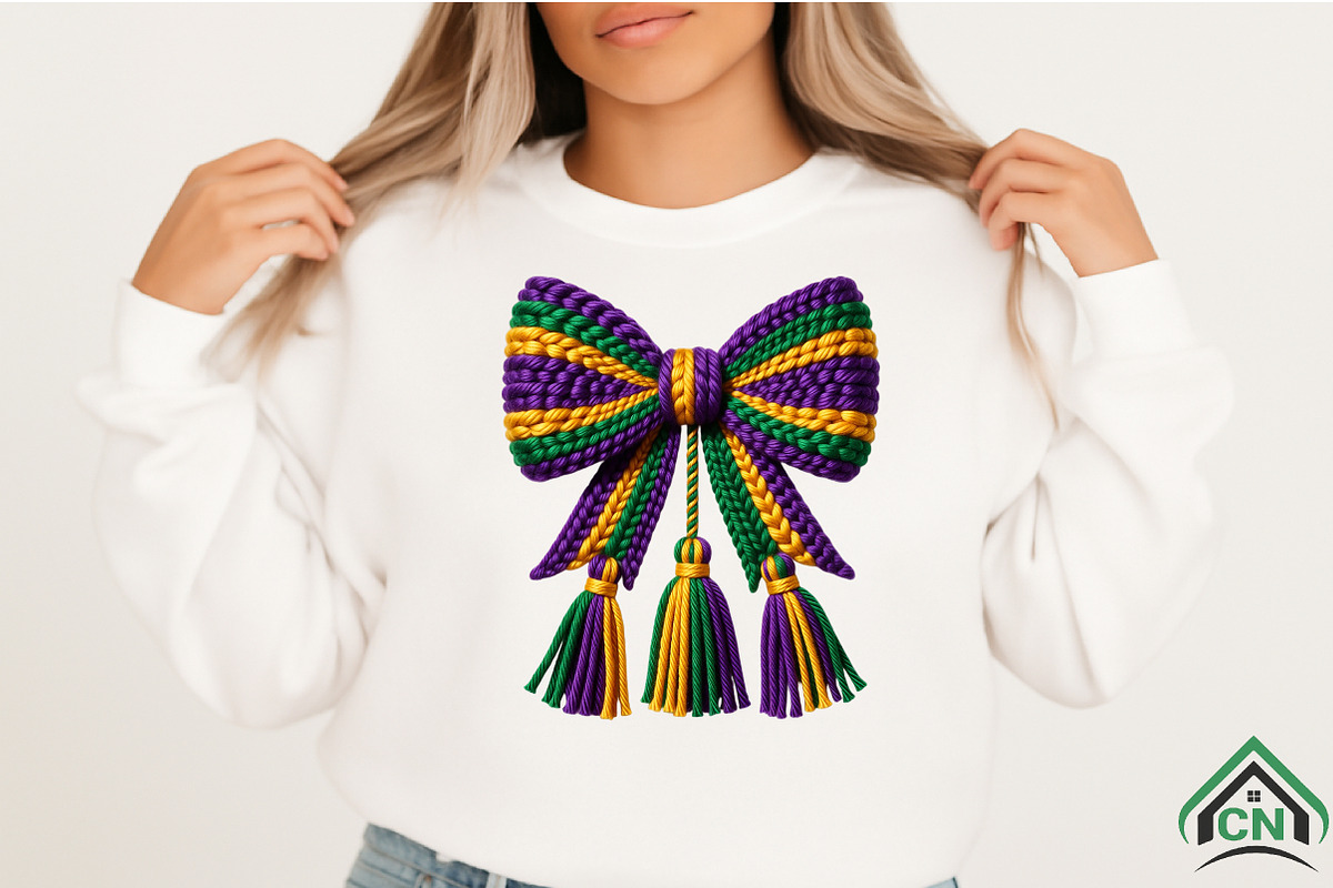 Mardi Gras Crochet Bow PNG, an Illustration by Craft Nest (Photo 2 of 4)