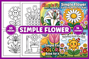 55 Simple Flower Coloring Book, a Decorative Illustration by Ink Gallery (Thumbnail 1 of 4)