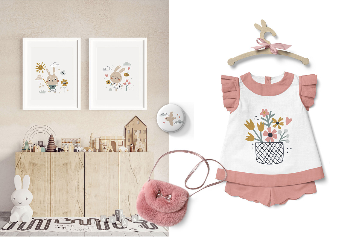 Cute Spring Bunnies Clipart, an Animal Illustration by Leysan Shayak (Photo 5 of 9)