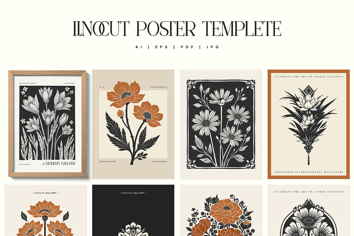 Linocut Flowers | Poster Builder, an Object Graphic by KetteCreate (Photo 6 of 12)