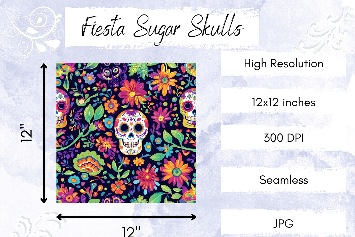 Fiesta Sugar Skull Seamless Pattern, a Graphic by Paper & Pattern Studio (Photo 4 of 9)