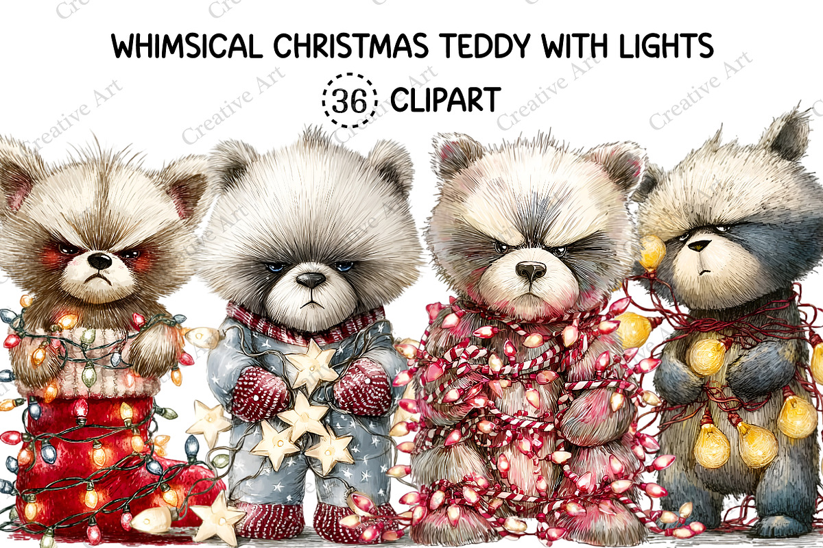 Whimsical Christmas Teddy With Light, an Illustration by Creative Art (Photo 1 of 10)