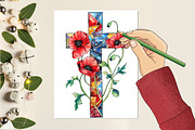 Poppy & Cross Faux Stained Glass, an Illustration by RobertsArt (Thumbnail 4 of 7)