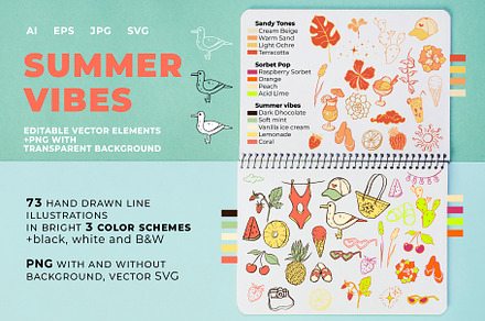 Summer Vibes Line art clipart