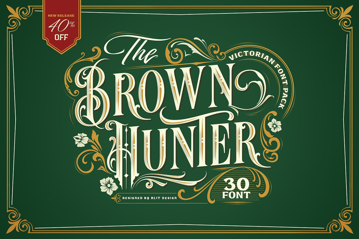Brown Hunter Victorian Set, a Serif Font by alit design (Photo 1 of 32)