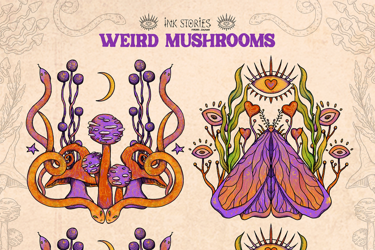 Weird Mushrooms, an Object Illustration by Ink Stories (Photo 7 of 23)