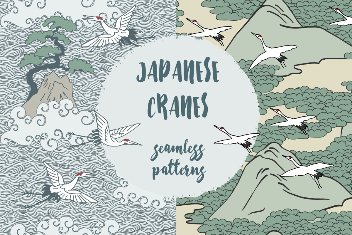 Japanese Cranes - Two Patterns, a Pattern Graphic by Franzi draws (Photo 1 of 3)