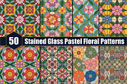 Stained Glass Pastel Floral Patterns, a Pattern Graphic by protabsorkar11 (Thumbnail 1 of 4)
