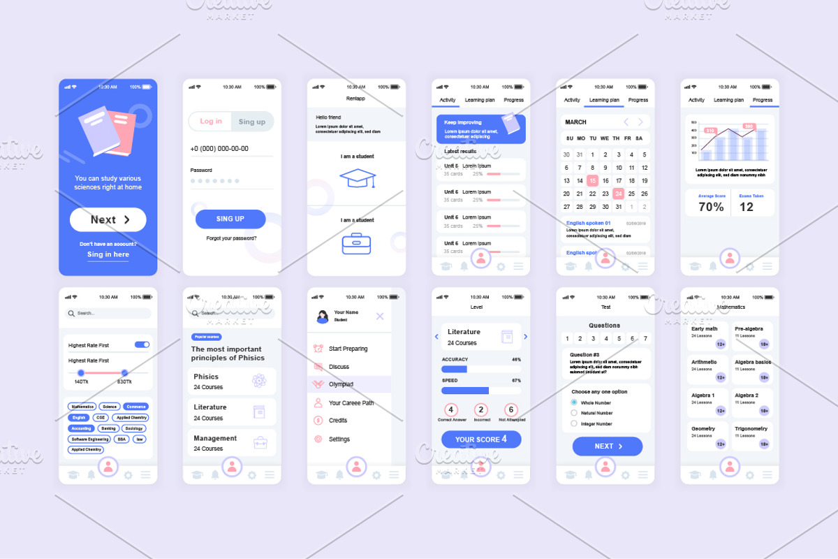 Mobile App UI Kit, a Templates & Theme by alexdndz (Photo 18 of 21)