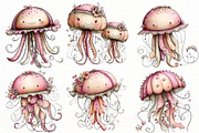 Whimsical summer jellyfish clipart, an Illustration by Designworld (Thumbnail 4 of 8)