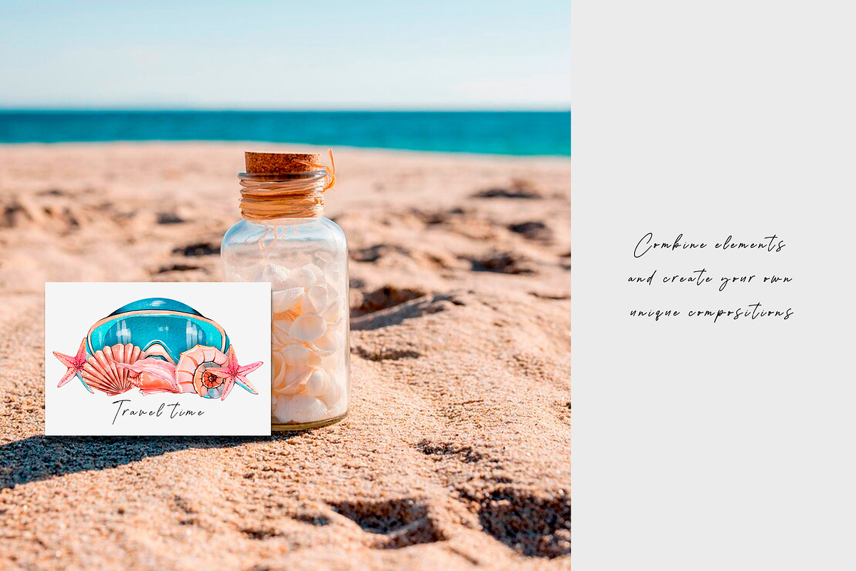 Sea journey. Summer watercolor set, an Object Illustration by VerAna (Photo 17 of 19)