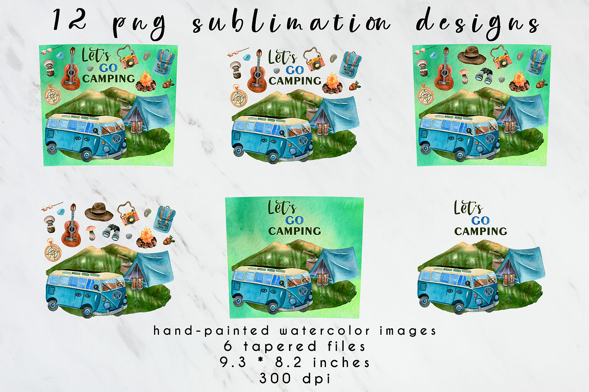 Camping sublimation tumbler wrap, an Object Graphic by AnastasiaWatercolor (Photo 8 of 8)