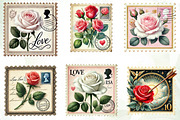 Valentine Rose Postage Stamp Clipart, an Illustration by CreationArt (Thumbnail 4 of 5)