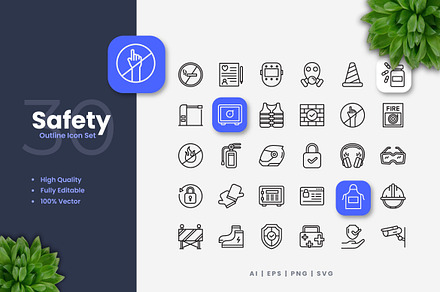 Safety Outline Icons, an Outline Icon by Upnowgraphic