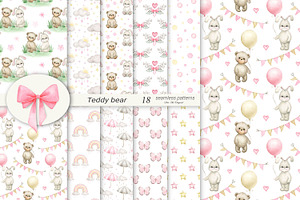 Teddy Bear Patterns Baby Girl Paper