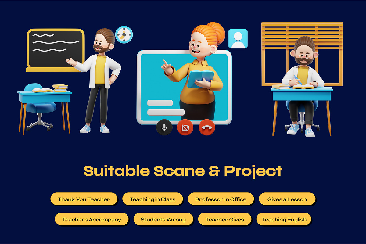 Teacher 3D Character Pack, a Characters & Person 3D Model by orenjidesign (Photo 4 of 8)