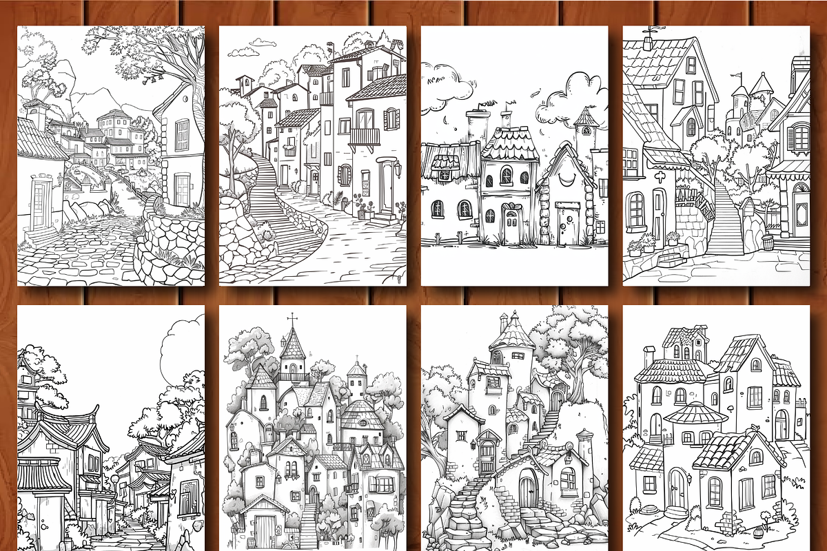 Cute Kawaii Town Coloring Pages V 02, a Decorative Illustration by ...
