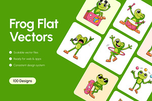 100 Frog Flat Vector Icons, an Emoji Icon by Creative Stall