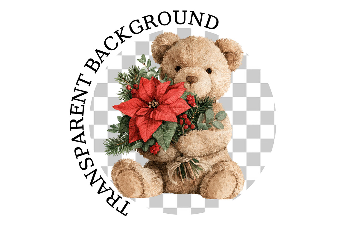 Watercolor Christmas Teddy Bear, a Seasonal Illustration by Black Bird Studio (Photo 6 of 7)