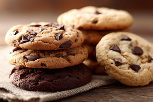 Stack of homemade chocolate chip, a Food & Drink Photo by MistyDay