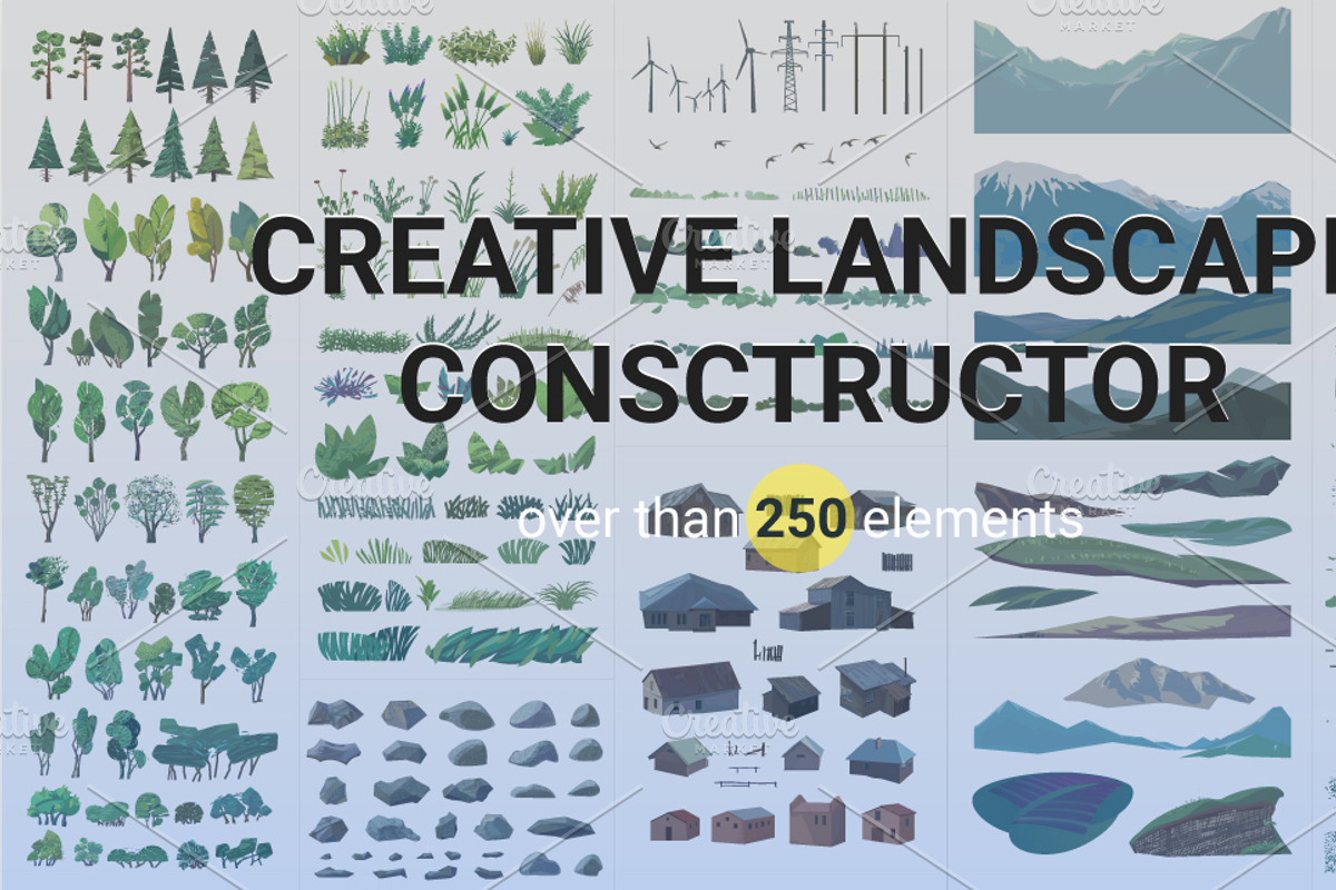 Creative landscape construction kit, an Object Illustration by Digithings (Photo 2 of 10)
