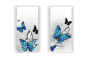 Two Banners With Butterflies Morpho