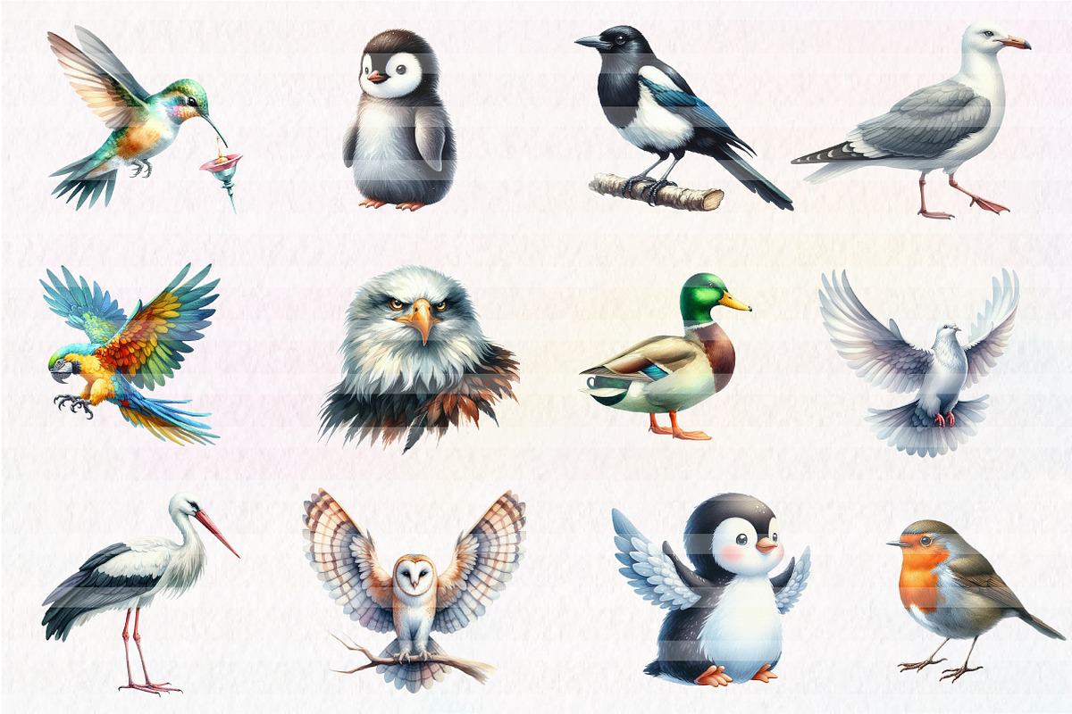 Cute Birds Clipart, an Illustration by CreationArt (Photo 3 of 5)