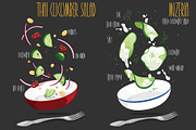 Mizeria and Thai cucumber salad, a Food Illustration by AKOMIX (Thumbnail 1 of 2)