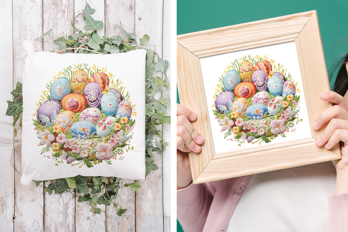Embroidery Colorful Easter Eggs PNG, an Object Graphic by V Design Creator (Photo 6 of 8)