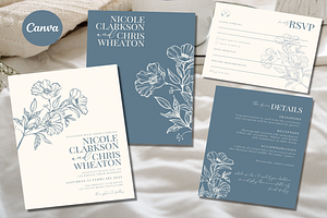 Blue Wedding Invitation Template