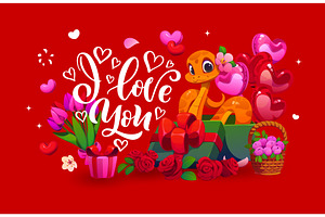 I love you valentines day greeting, a Seasonal Illustration by Vector Tradition