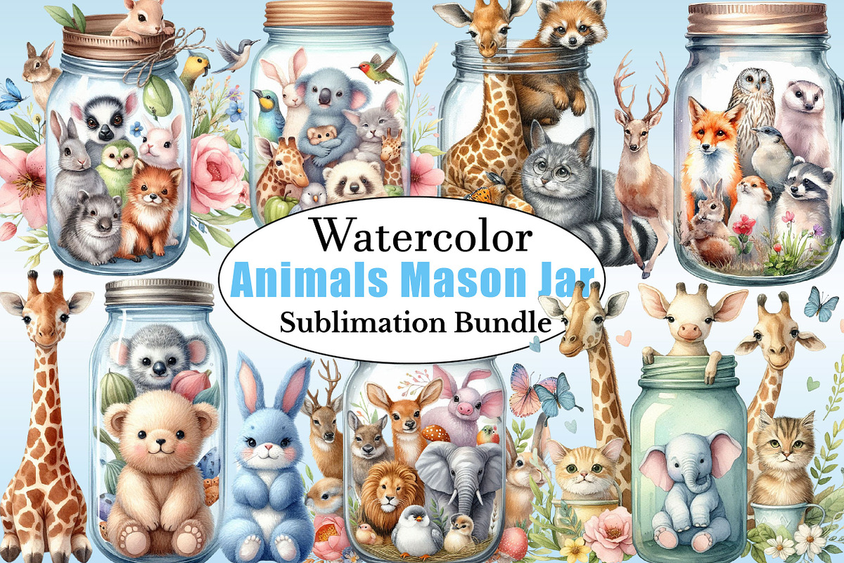 Animals Inside a Mason Jar PNG, a Graphic by CitraGraphics (Photo 1 of 6)