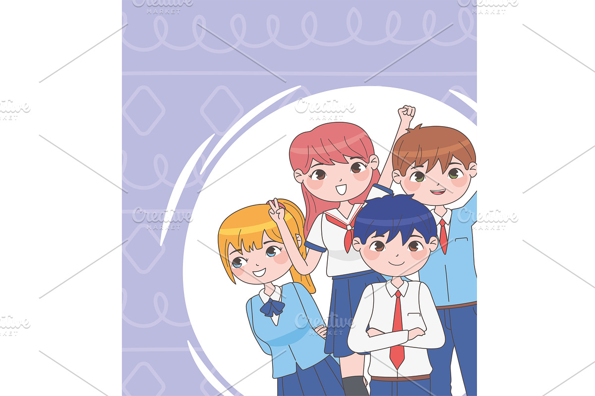 manga friends together, a Person Illustration by studiogstock