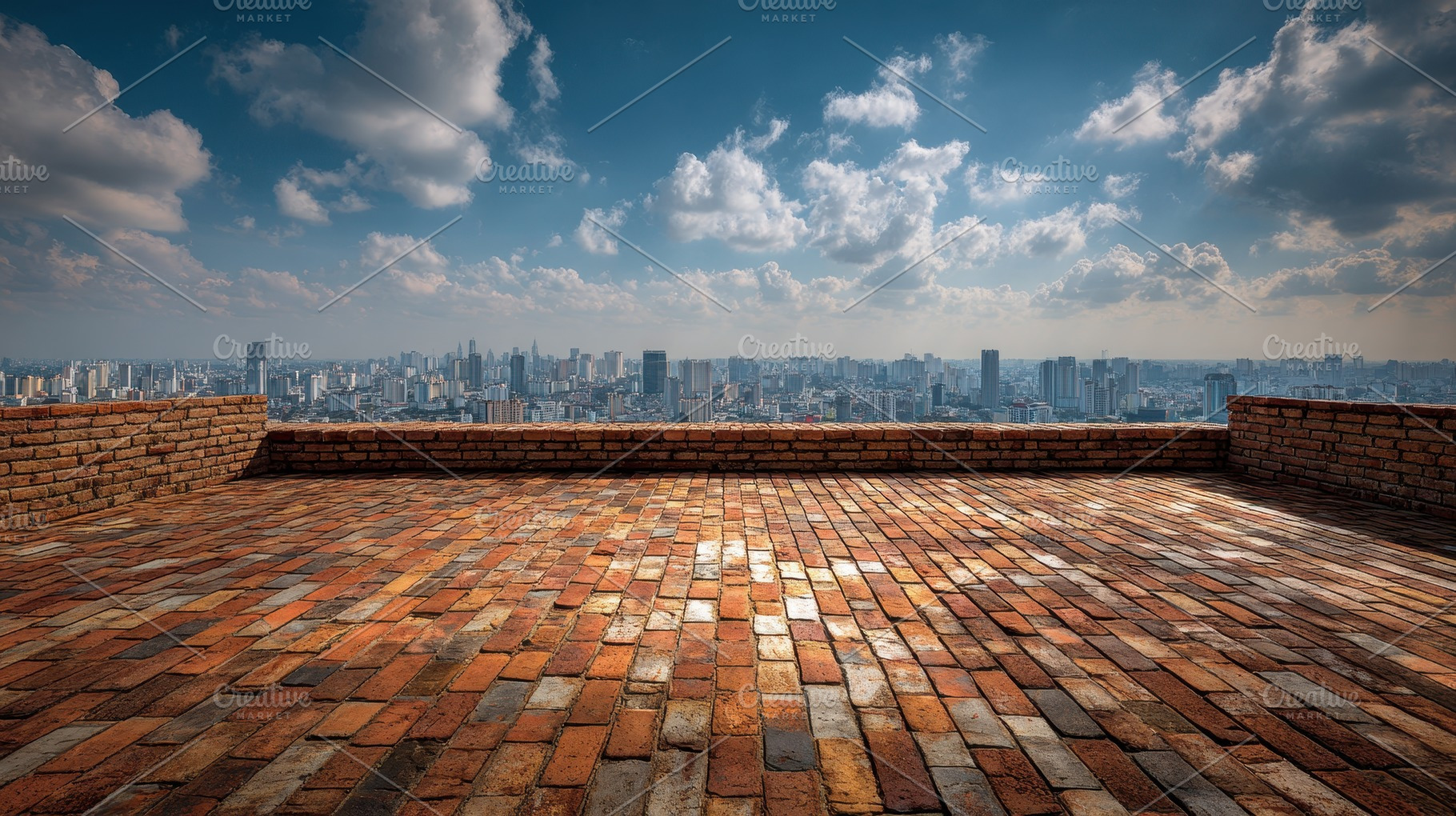 Brick terrace offers stunning view, a Photo by Pavel_design