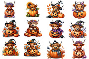 Halloween highland cow clipart, an Illustration by Designworld (Thumbnail 2 of 6)