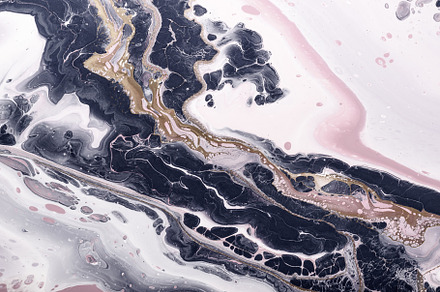 Pink, gold and black waves on a whit, an Abstract Photo by colnihko
